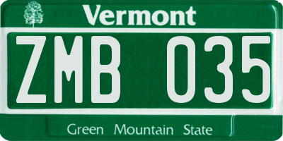 VT license plate ZMB035