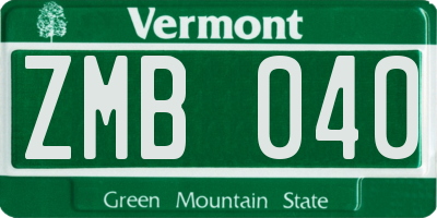 VT license plate ZMB040