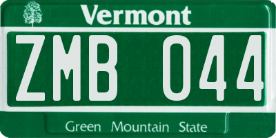 VT license plate ZMB044