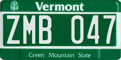VT license plate ZMB047