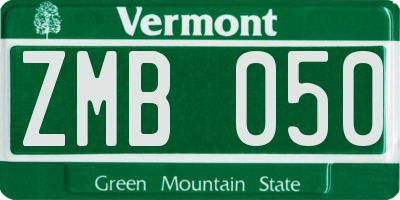 VT license plate ZMB050