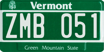VT license plate ZMB051