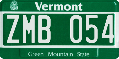 VT license plate ZMB054