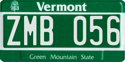 VT license plate ZMB056