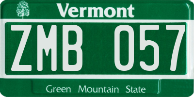 VT license plate ZMB057