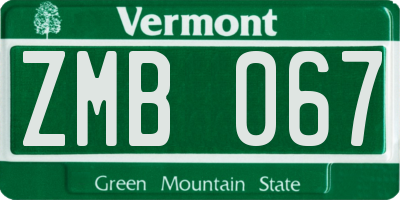 VT license plate ZMB067