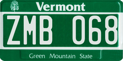 VT license plate ZMB068