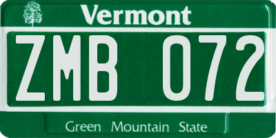 VT license plate ZMB072