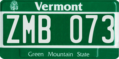 VT license plate ZMB073