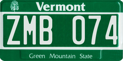 VT license plate ZMB074