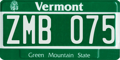 VT license plate ZMB075