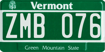 VT license plate ZMB076