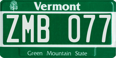 VT license plate ZMB077