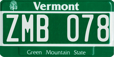 VT license plate ZMB078