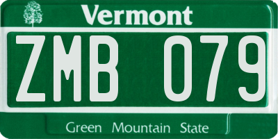 VT license plate ZMB079