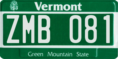 VT license plate ZMB081