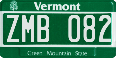 VT license plate ZMB082