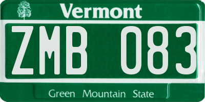VT license plate ZMB083