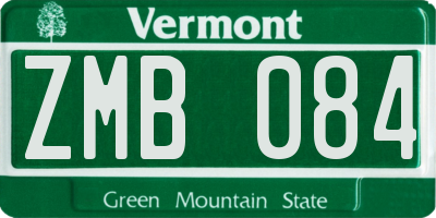 VT license plate ZMB084