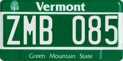 VT license plate ZMB085