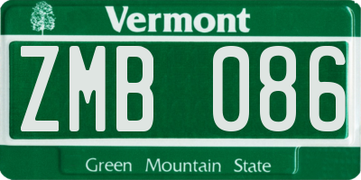 VT license plate ZMB086