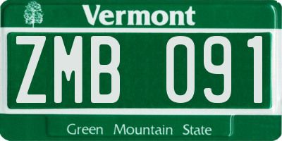 VT license plate ZMB091