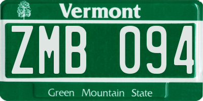 VT license plate ZMB094