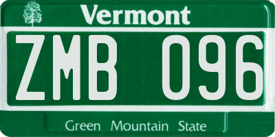 VT license plate ZMB096