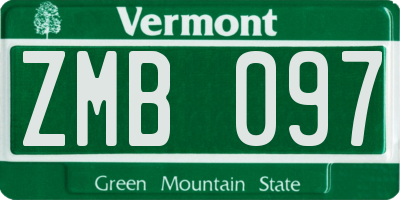 VT license plate ZMB097