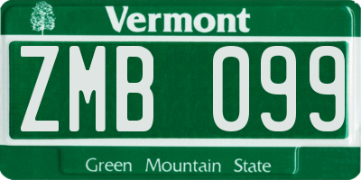 VT license plate ZMB099