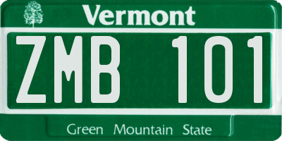 VT license plate ZMB101