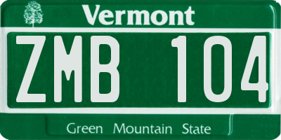 VT license plate ZMB104