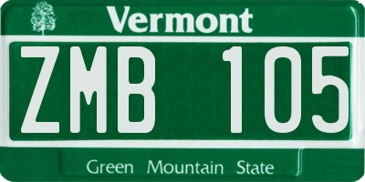 VT license plate ZMB105
