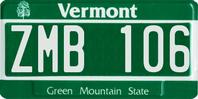 VT license plate ZMB106