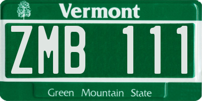 VT license plate ZMB111
