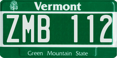 VT license plate ZMB112