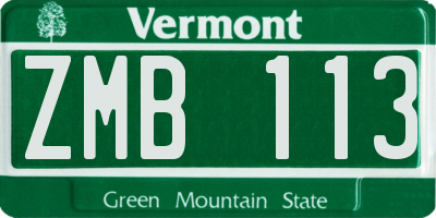 VT license plate ZMB113