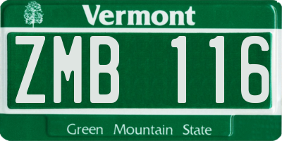VT license plate ZMB116