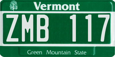 VT license plate ZMB117