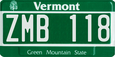 VT license plate ZMB118