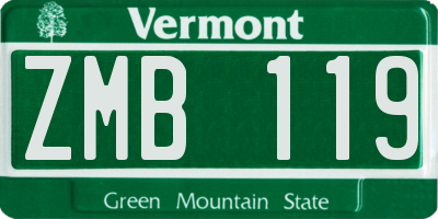 VT license plate ZMB119