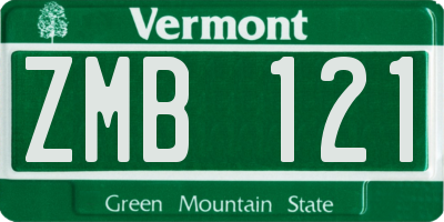 VT license plate ZMB121