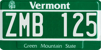VT license plate ZMB125