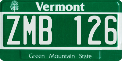 VT license plate ZMB126