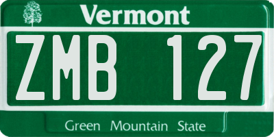 VT license plate ZMB127