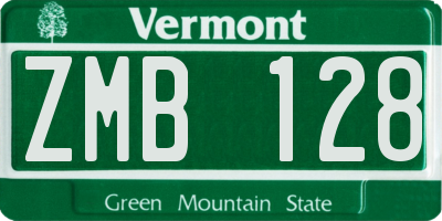 VT license plate ZMB128