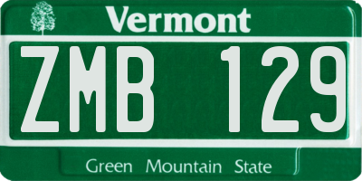 VT license plate ZMB129