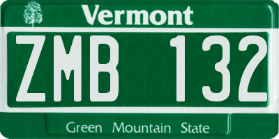 VT license plate ZMB132