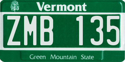 VT license plate ZMB135