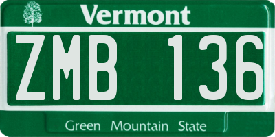 VT license plate ZMB136